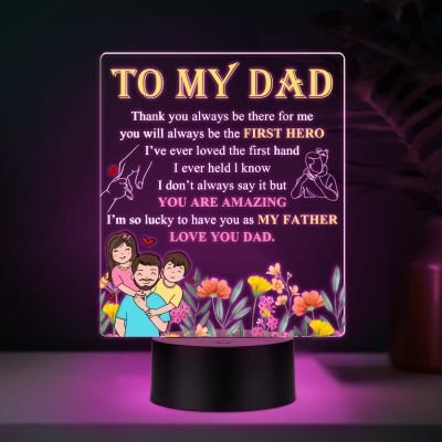 To My Dad UV Print 7 Color LED Night Lamp Fathers Day Gift Acrylic Light